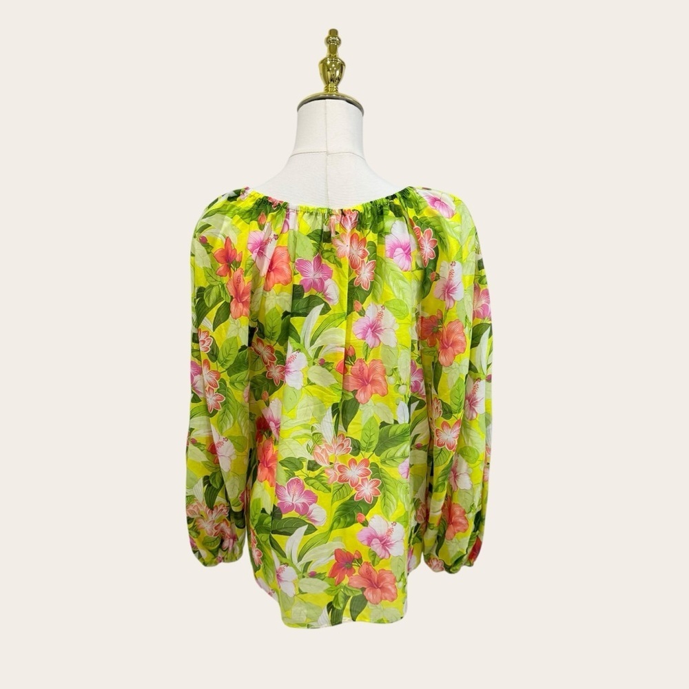 Tommy Bahama Small Happy Hour Flower Peasant Silk Blazing Yellow Top Blouse NWT - Picture 8 of 15